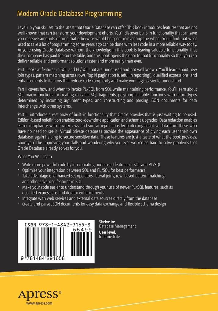 Weitere Ansicht: Modern Oracle Database Programming | Alex Nuijten, Patrick Barel