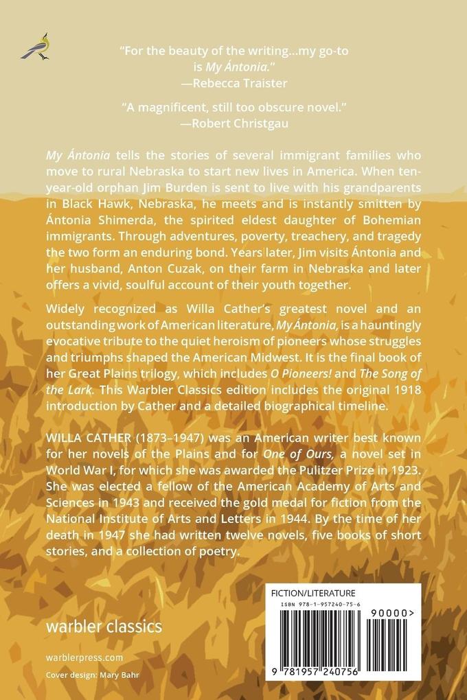 Weitere Ansicht: My Ántonia (Warbler Classics Annotated Edition) | Willa Cather