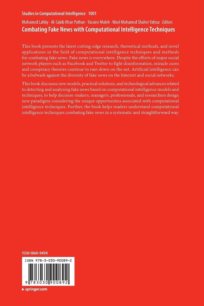 Weitere Ansicht: Combating Fake News with Computational Intelligence Techniques