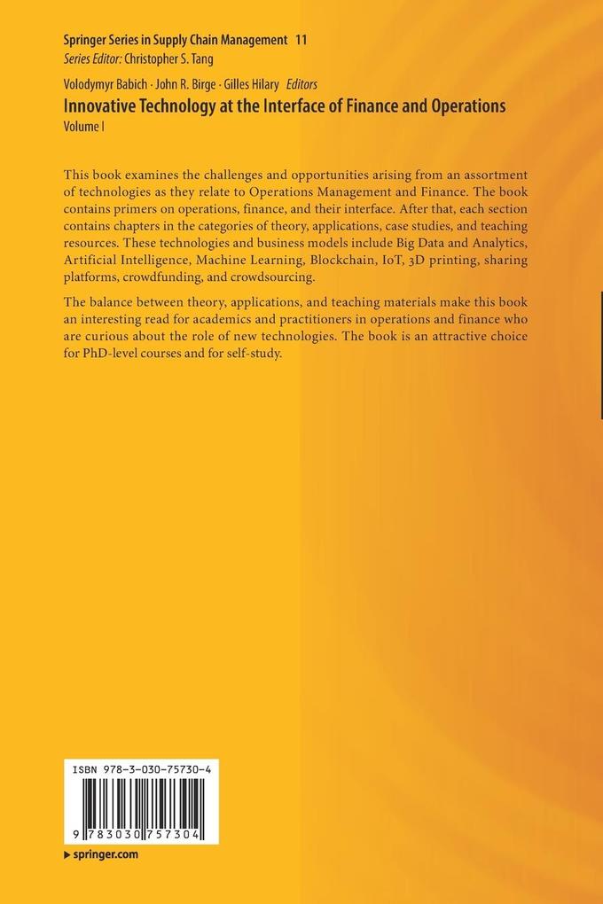 Weitere Ansicht: Innovative Technology at the Interface of Finance and Operations