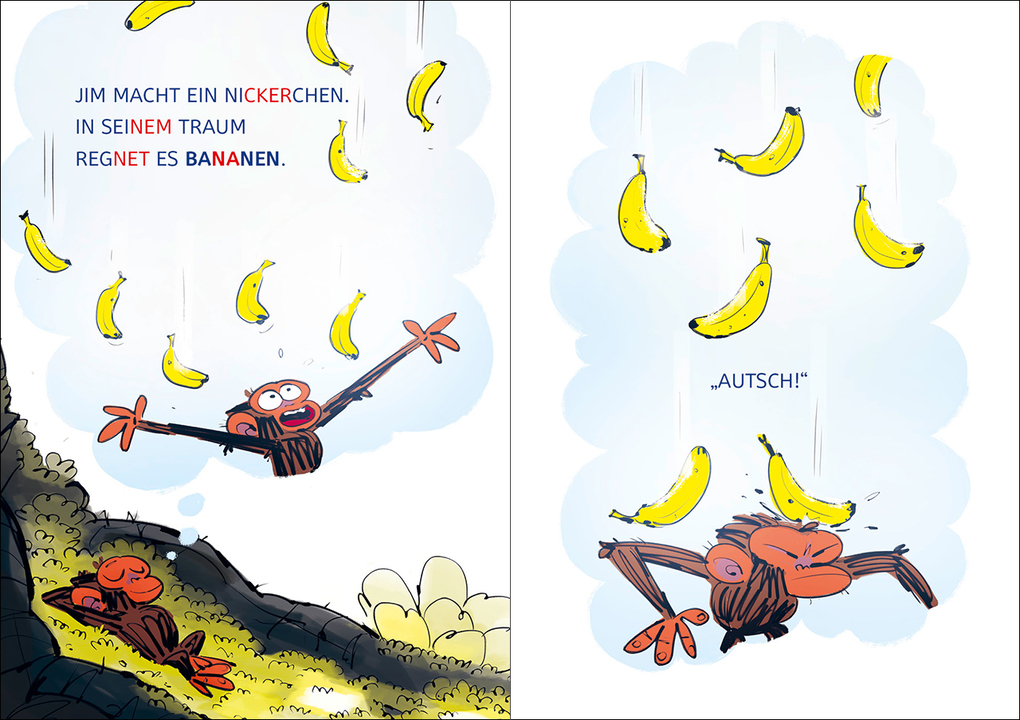 Weitere Ansicht: Leselöwen 1. Klasse - Jim ist mies drauf - Fertig, los ... Banane! (Großbuchstaben) | Suzanne Lang