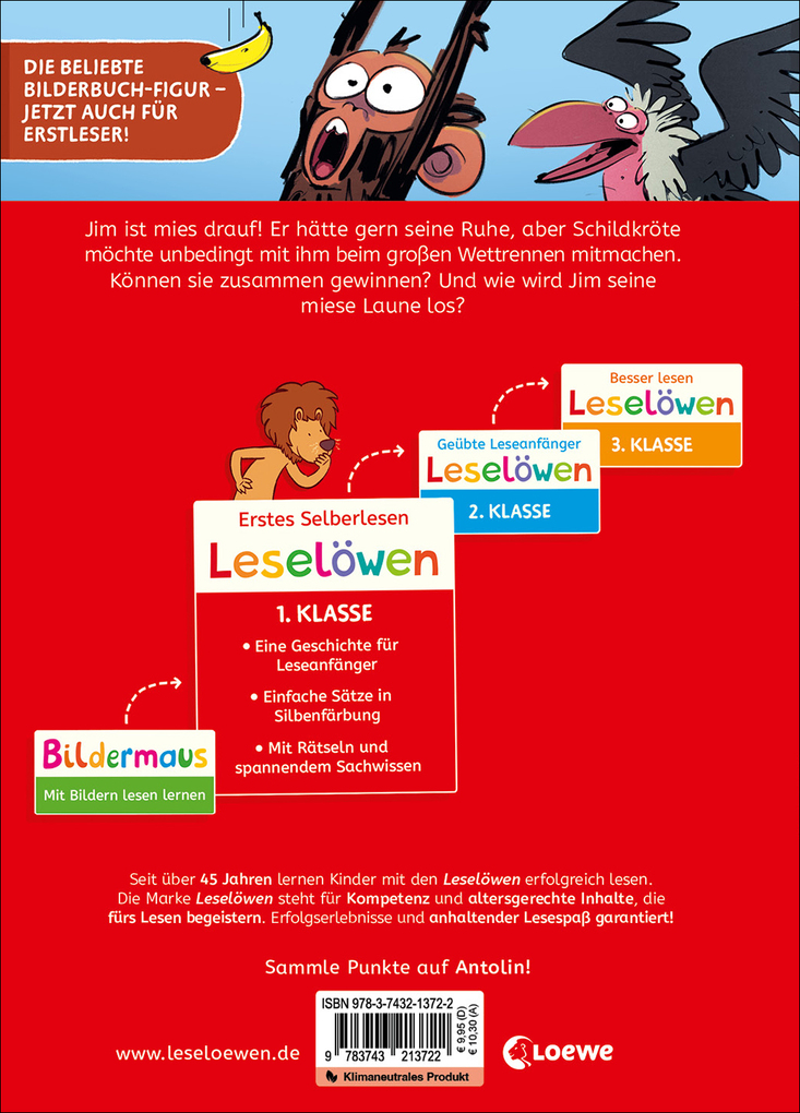 Weitere Ansicht: Leselöwen 1. Klasse - Jim ist mies drauf - Fertig, los ... Banane! | Suzanne Lang