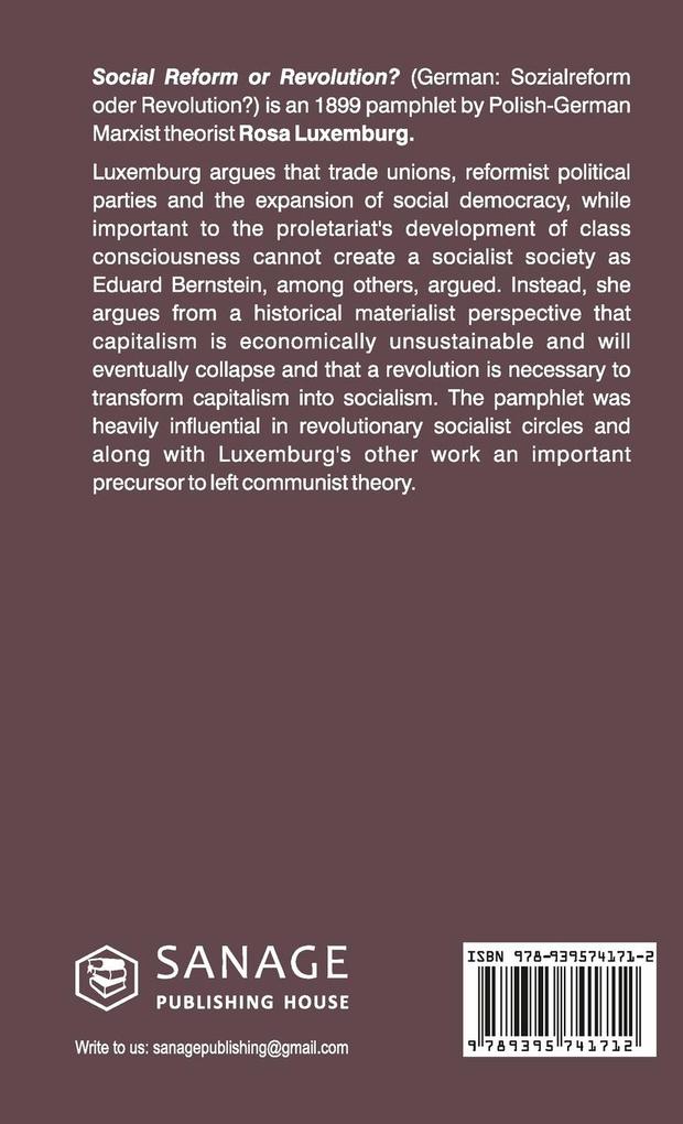 Weitere Ansicht: Reform or Revolution | Rosa Luxemberg