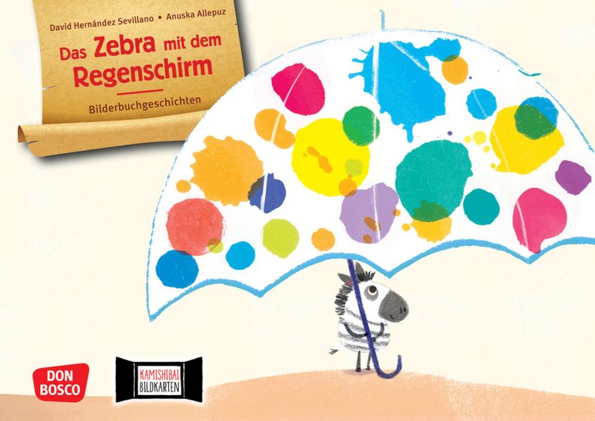 Produktbild: Das Zebra mit dem Regenschirm. Kamishibai Bildkartenset | David Hernández Sevillano