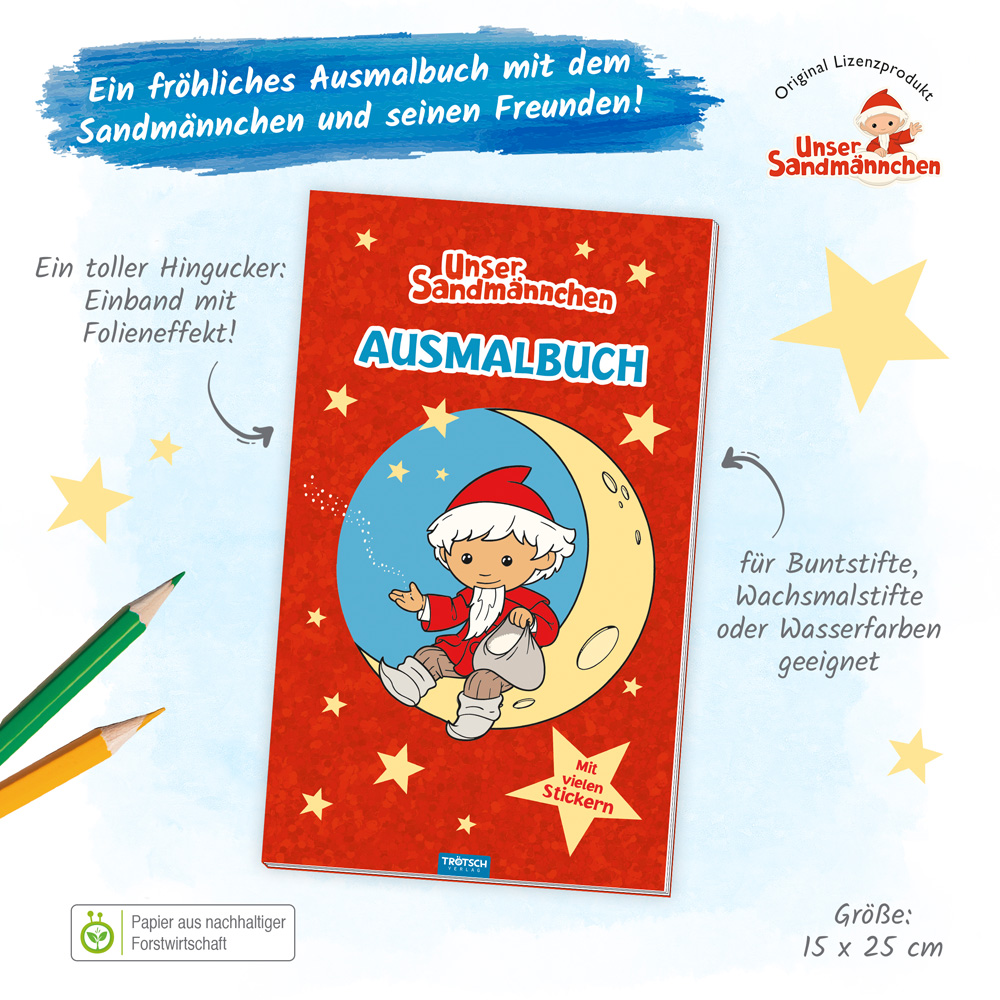 Weitere Ansicht: Trötsch Unser Sandmännchen Malbuch Ausmalbuch mit Stickern