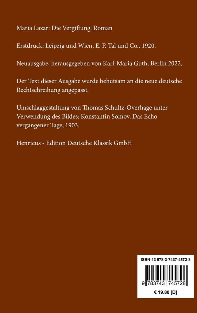 Weitere Ansicht: Die Vergiftung | Maria Lazar