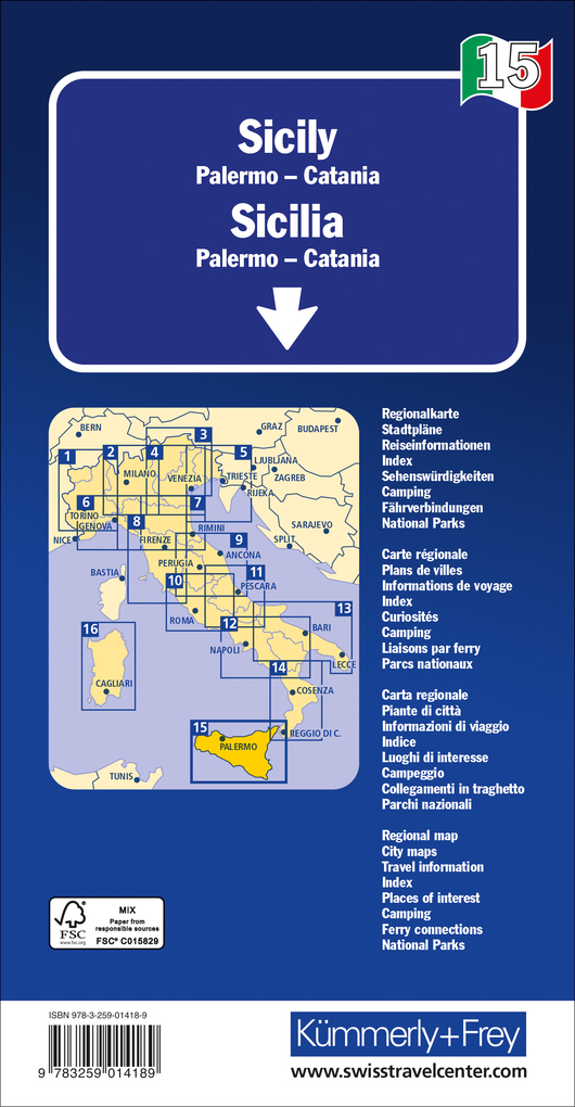 Weitere Ansicht: Kümmerly+Frey Regional-Strassenkarte 15 Sizilien 1:200.000