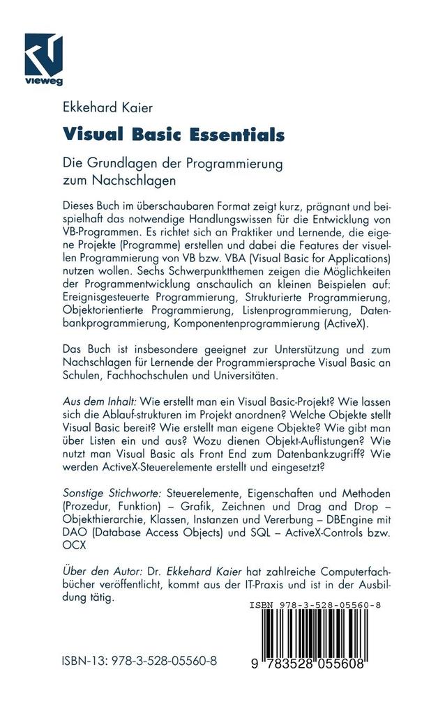 Weitere Ansicht: Visual Basic Essentials | Ekkehard Kaier