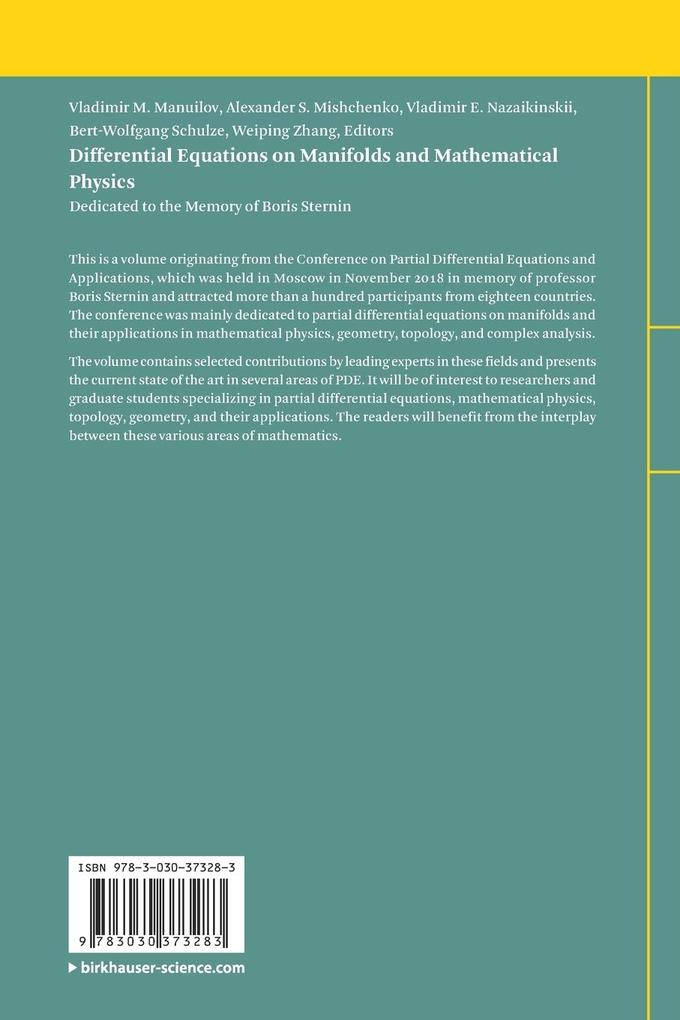 Weitere Ansicht: Differential Equations on Manifolds and Mathematical Physics