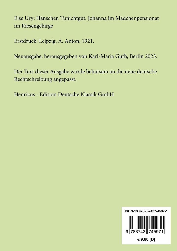 Weitere Ansicht: Hänschen Tunichtgut | Else Ury