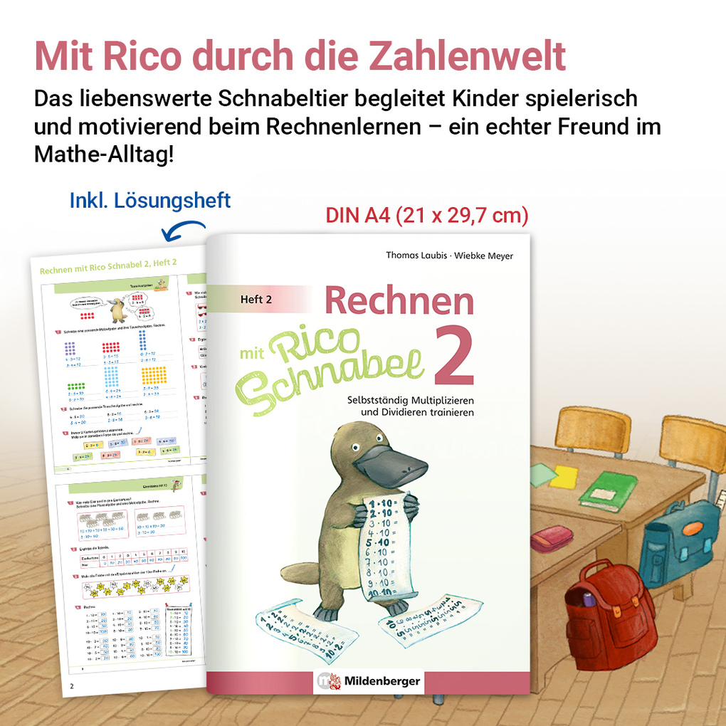 Weitere Ansicht: Rechnen mit Rico Schnabel Klasse 2, Heft 2 - Selbstständig das Multiplizieren und Dividieren trainieren | Wiebke Meyer, Thomas Laubis