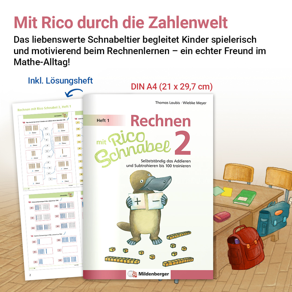 Weitere Ansicht: Rechnen mit Rico Schnabel 2, Heft 1 - Selbstständig das Addieren und Subtrahieren bis 100 trainieren | Wiebke Meyer, Thomas Laubis