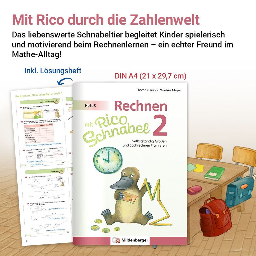 Weitere Ansicht: Rechnen mit Rico Schnabel Klasse 2, Heft 3 - Selbstständig Größen und Sachrechnen trainieren | Wiebke Meyer, Thomas Laubis