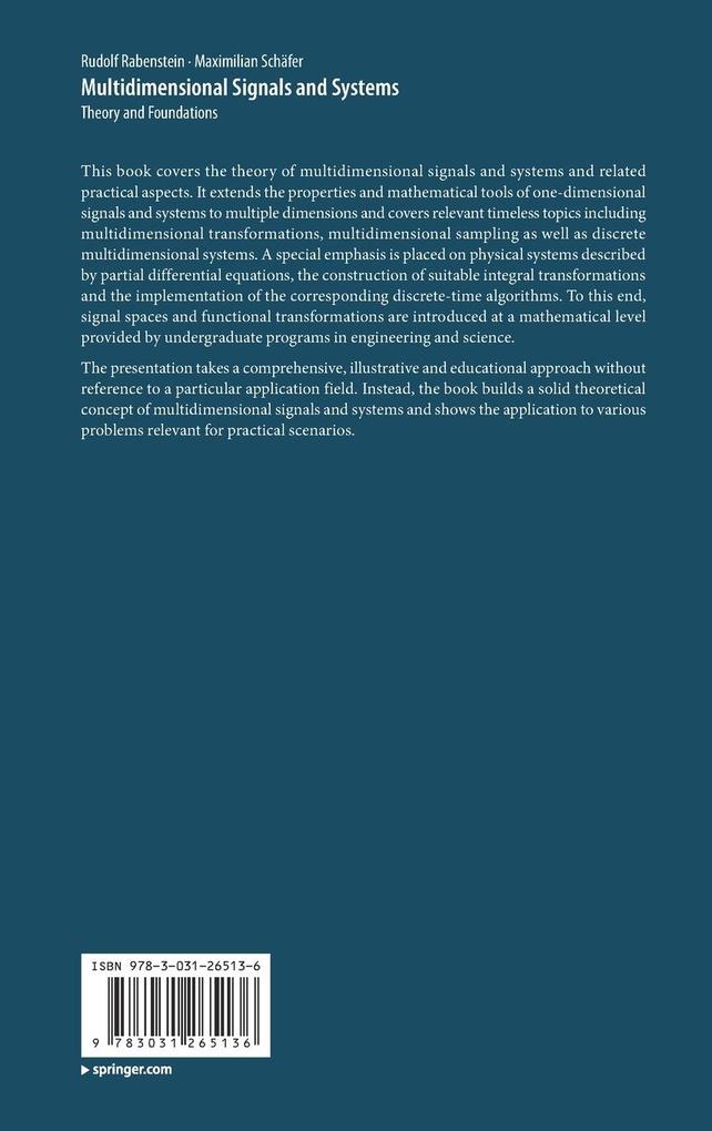 Weitere Ansicht: Multidimensional Signals and Systems | Rudolf Rabenstein, Maximilian Schäfer