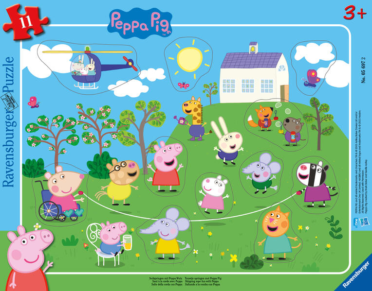 Produktbild: Ravensburger Kinderpuzzle 05697 - Seilspringen mit Peppa Wutz - 11 Teile Peppa Pig Rahmenpuzzle für Kinder ab 3 Jahren