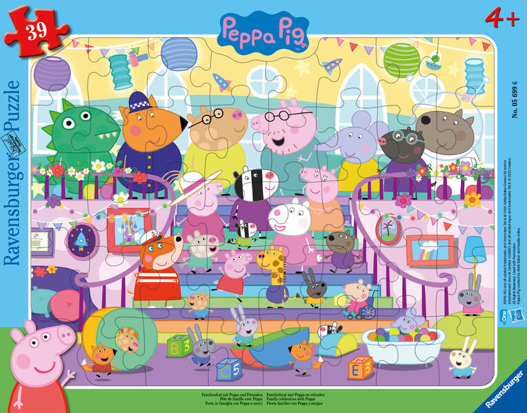 Produktbild: Ravensburger Kinderpuzzle 05699 - Familienfest mit Peppa und Freunden - 39 Teile Peppa Pig Rahmenpuzzle für Kinder ab 4 Jahren