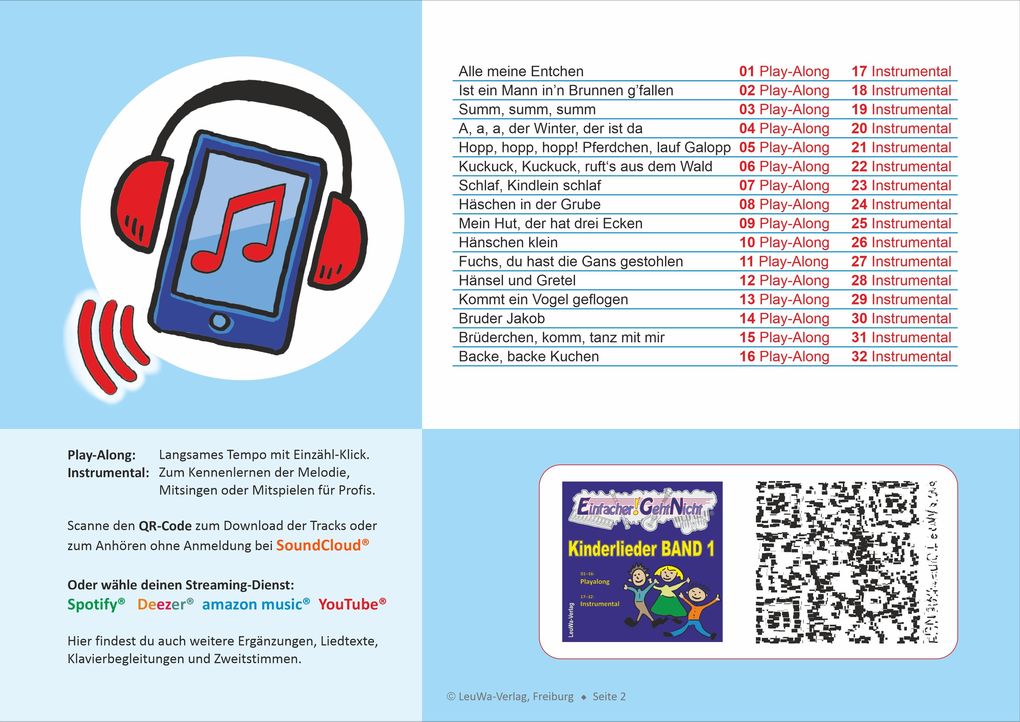 Weitere Ansicht: Einfacher!-Geht-Nicht: 34 Kinderlieder BAND 1+2 für Klavier und Keyboard (+Play-Along-Streaming) | LeuWa | Martin Leuchtner, Bruno Waizmann