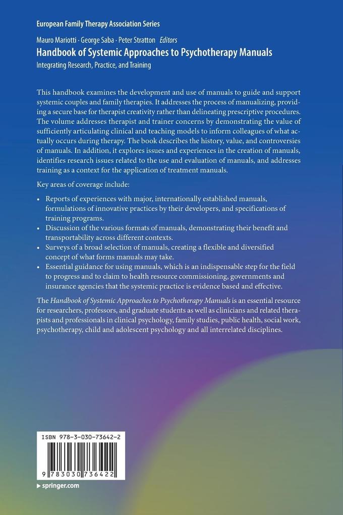 Weitere Ansicht: Handbook of Systemic Approaches to Psychotherapy Manuals