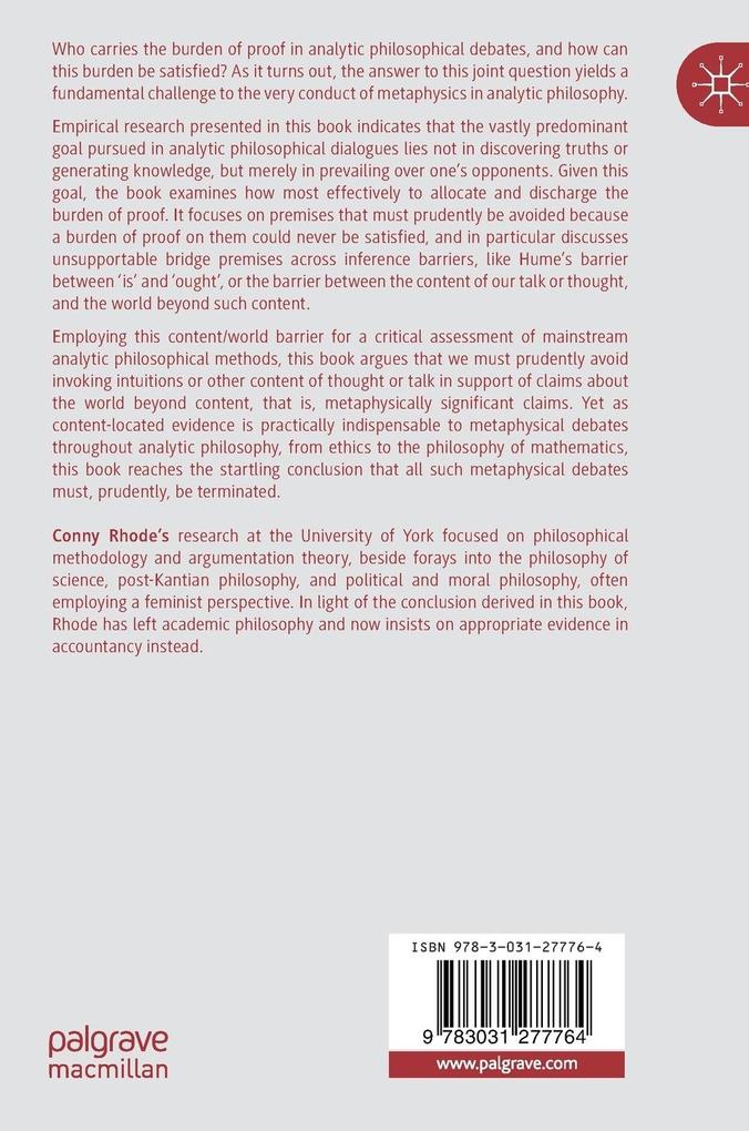 Weitere Ansicht: The Burden of Proof upon Metaphysical Methods | Conny Rhode