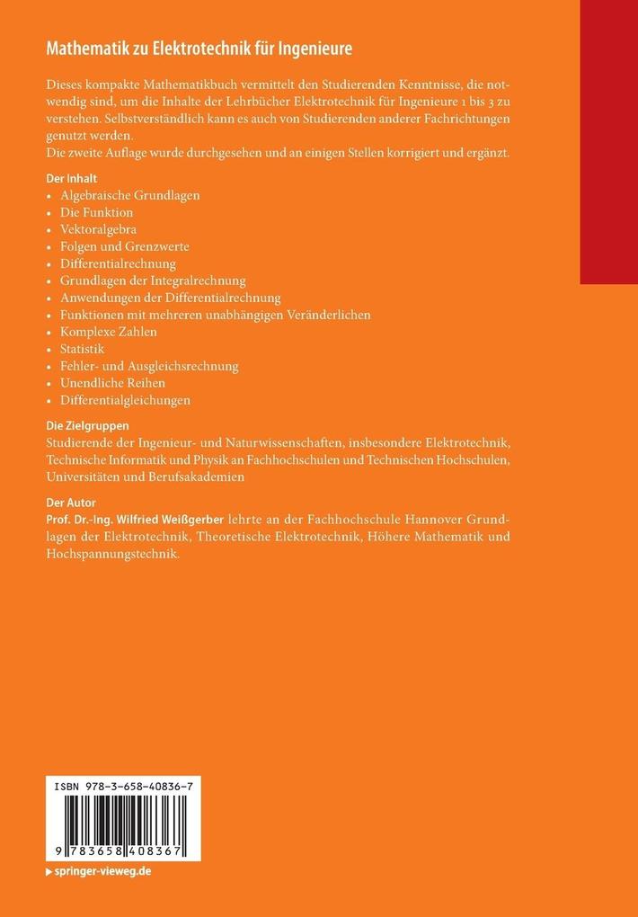 Weitere Ansicht: Mathematik zu Elektrotechnik für Ingenieure | Wilfried Weißgerber