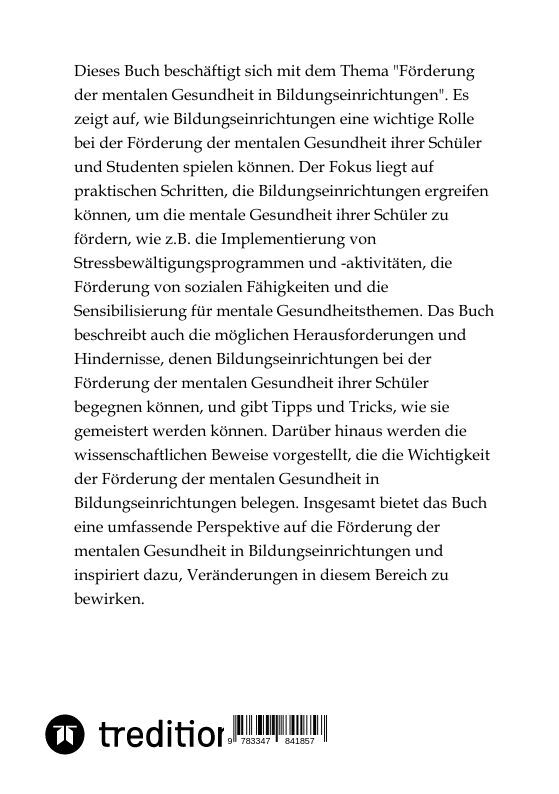 Weitere Ansicht: Die Förderung der mentalen Gesundheit in Bildungseinrichtungen | Jaltas