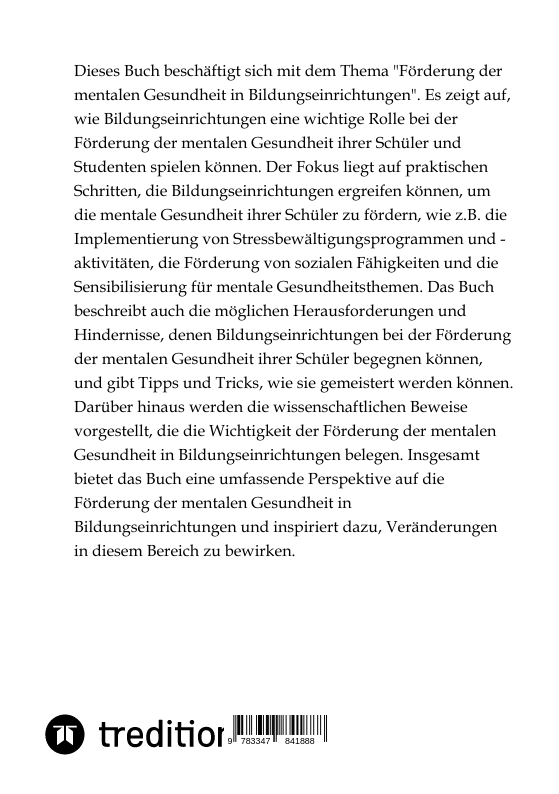 Weitere Ansicht: Die Förderung der mentalen Gesundheit in Bildungseinrichtungen | Jaltas