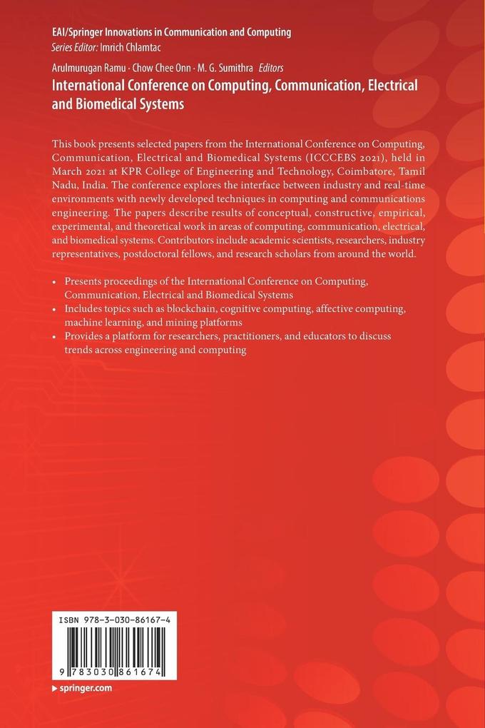 Weitere Ansicht: International Conference on Computing, Communication, Electrical and Biomedical Systems