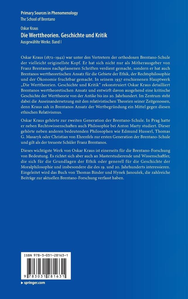 Weitere Ansicht: Die Werttheorien. Geschichte und Kritik | Oskar Kraus