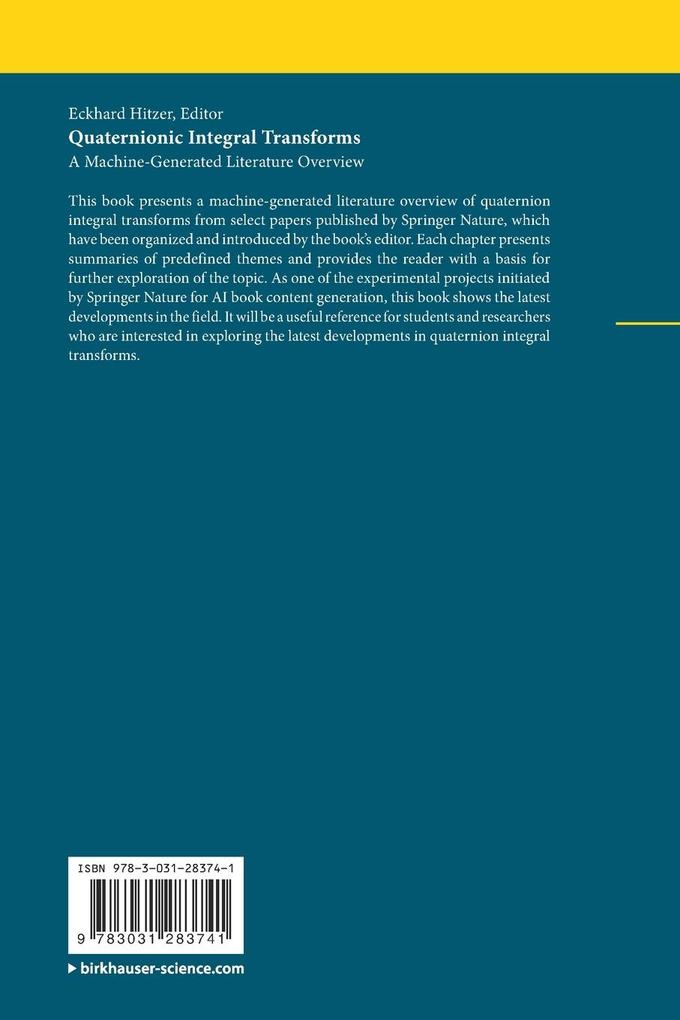 Weitere Ansicht: Quaternionic Integral Transforms