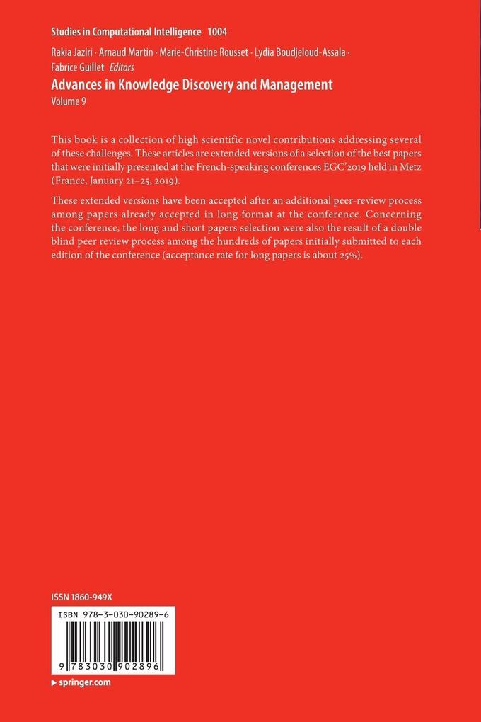 Weitere Ansicht: Advances in Knowledge Discovery and Management