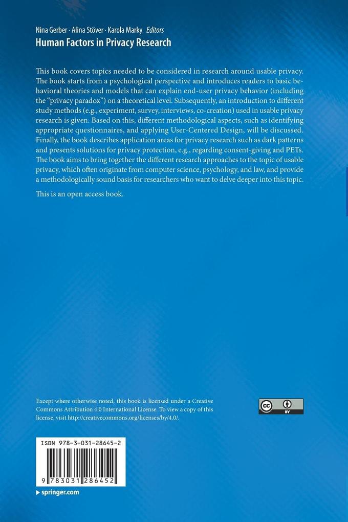 Weitere Ansicht: Human Factors in Privacy Research