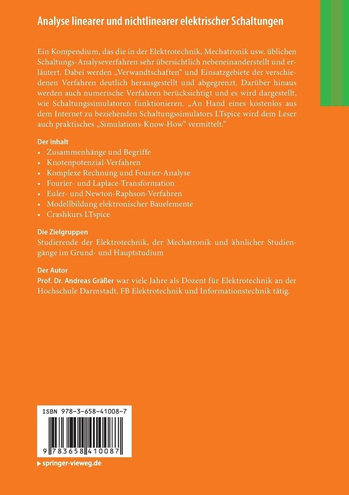 Weitere Ansicht: Analyse linearer und nichtlinearer elektrischer Schaltungen | Andreas Gräßer
