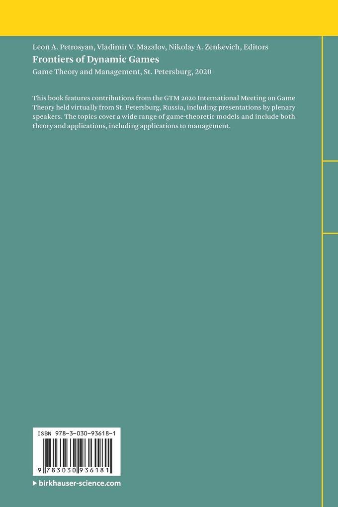 Weitere Ansicht: Frontiers of Dynamic Games