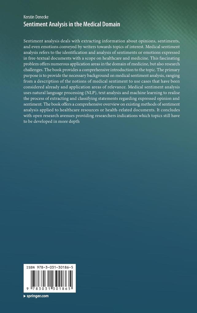 Weitere Ansicht: Sentiment Analysis in the Medical Domain | Kerstin Denecke