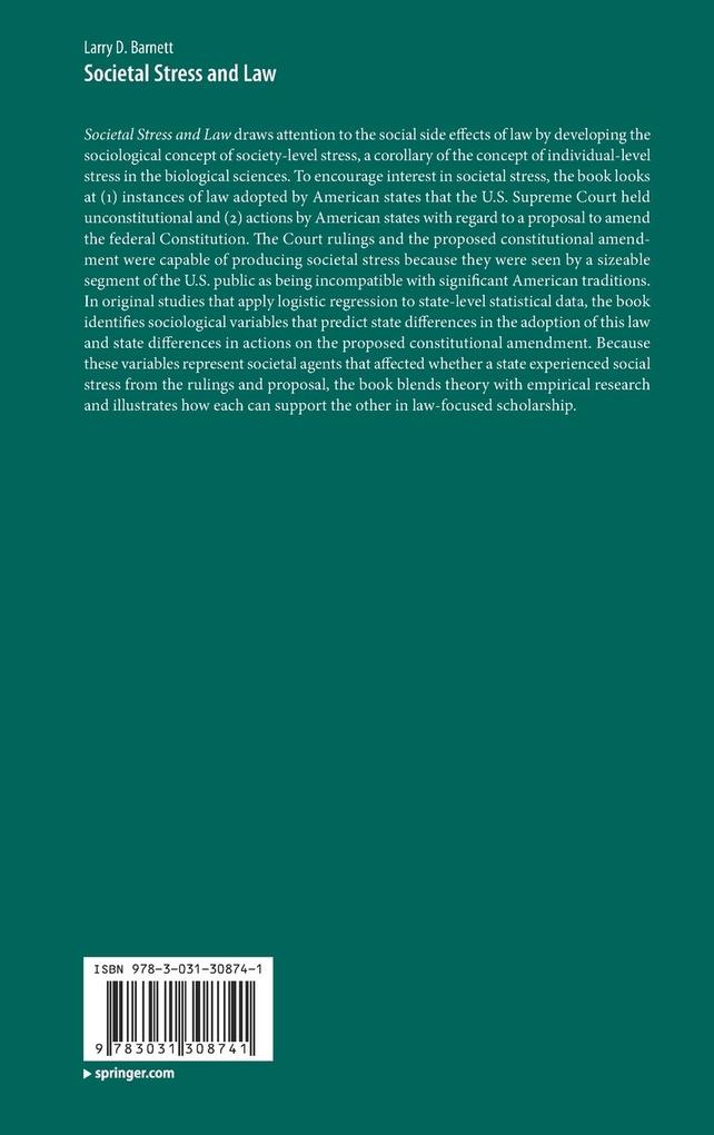 Weitere Ansicht: Societal Stress and Law | Larry D. Barnett