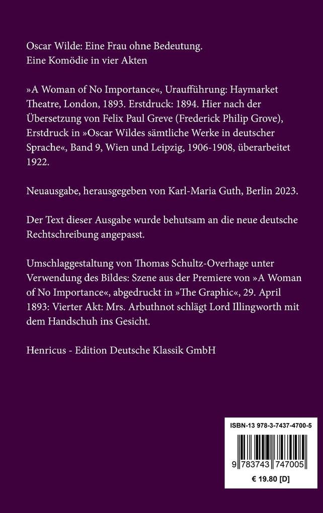 Weitere Ansicht: Eine Frau ohne Bedeutung | Oscar Wilde
