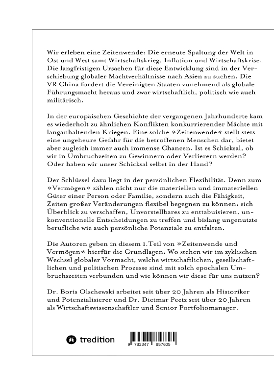 Weitere Ansicht: Zeitenwende und Vermögen. Chancen · Entscheidungen · Lebensqualität. Teil 1: Beständig ist allein der Wandel | Boris Olschewski, Dietmar Peetz