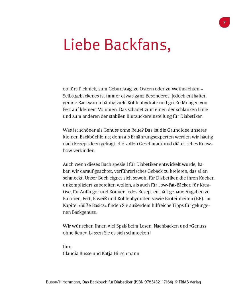 Weitere Ansicht: Das Backbuch für Diabetiker | Claudia Busse, Katja Hirschmann
