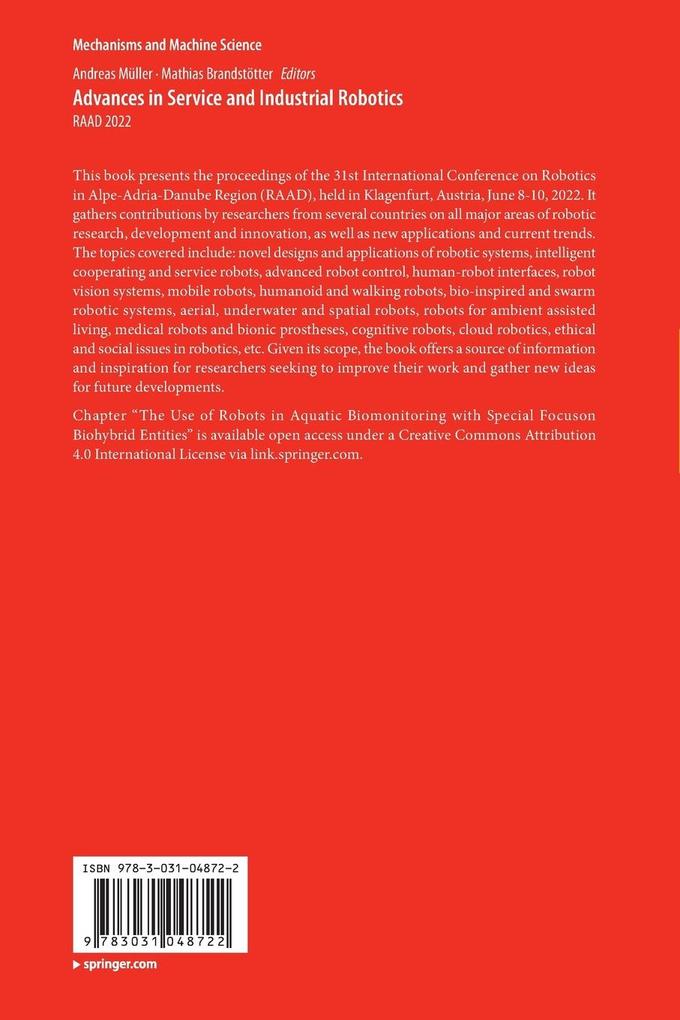 Weitere Ansicht: Advances in Service and Industrial Robotics