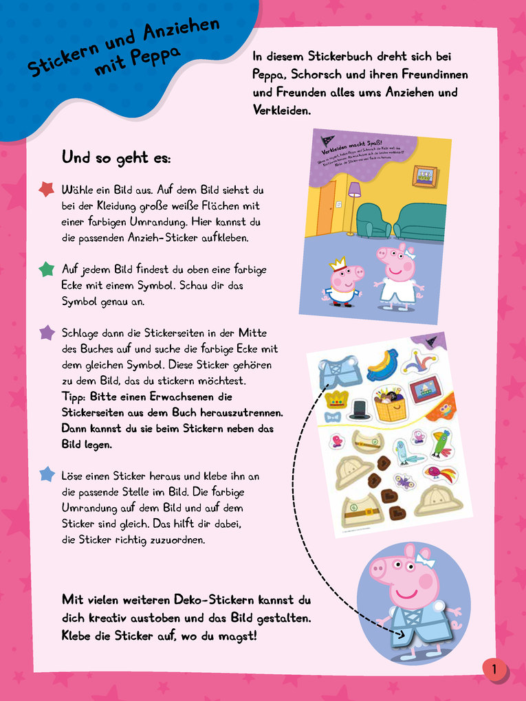 Weitere Ansicht: Peppa Pig Mein Stickerbuch Anziehen mit Peppa | Schwager & Steinlein Verlag