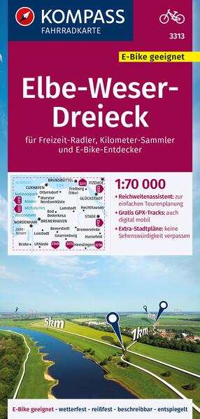 Produktbild: KOMPASS Fahrradkarte 3313 Elbe-Weser-Dreieck 1:70.000