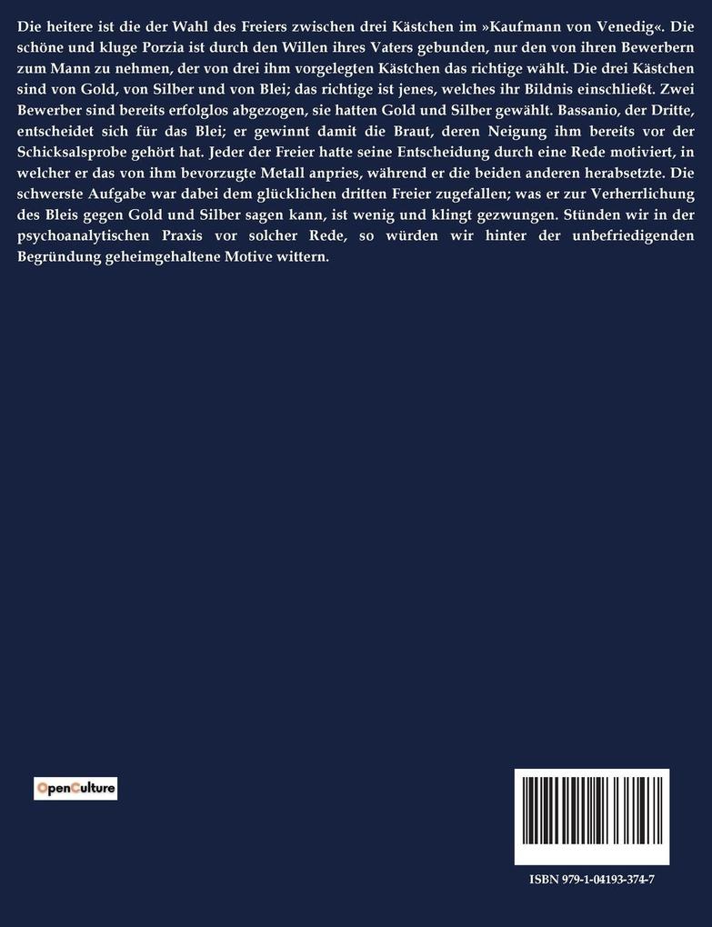 Weitere Ansicht: DAS MOTIV DER KÄSTCHENWAHL | Sigmund Freud