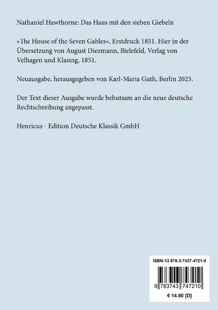 Weitere Ansicht: Das Haus mit den sieben Giebeln | Nathaniel Hawthorne