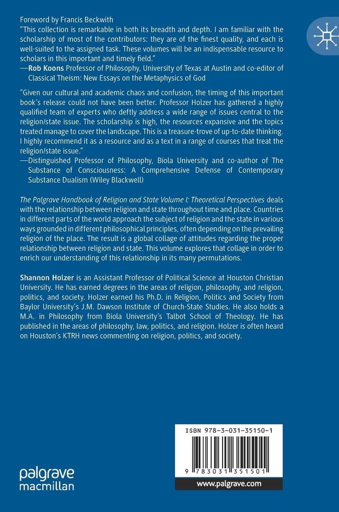 Weitere Ansicht: The Palgrave Handbook of Religion and State Volume I