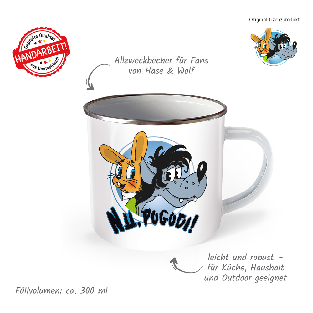 Weitere Ansicht: Trötsch Tasse Hase & Wolf Nu pogodi Nu pagadi Emaillebecher
