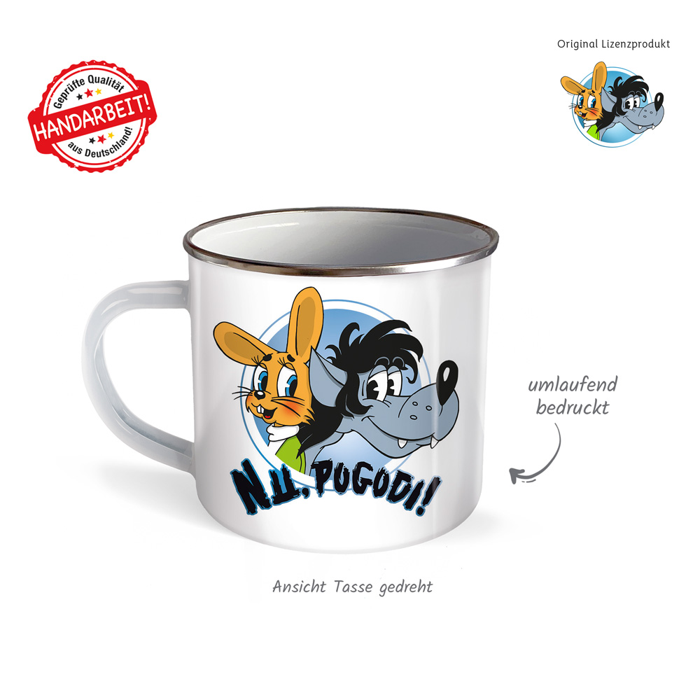 Weitere Ansicht: Trötsch Tasse Hase & Wolf Nu pogodi Nu pagadi Emaillebecher