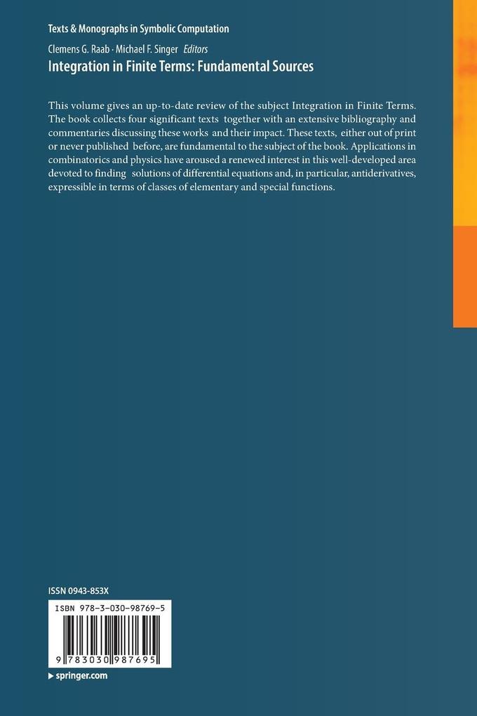 Weitere Ansicht: Integration in Finite Terms: Fundamental Sources