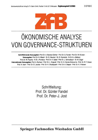 Produktbild: Ökonomische Analyse von Governance-Strukturen