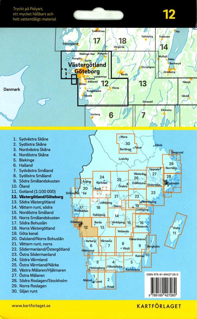 Weitere Ansicht: Cykelkartan Blad 12 Västergötland/Göteborg 1:90000