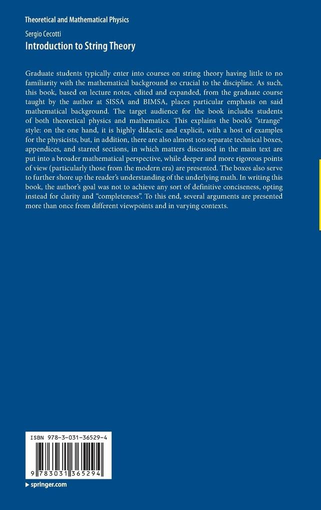 Weitere Ansicht: Introduction to String Theory | Sergio Cecotti